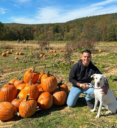 man with his dog
